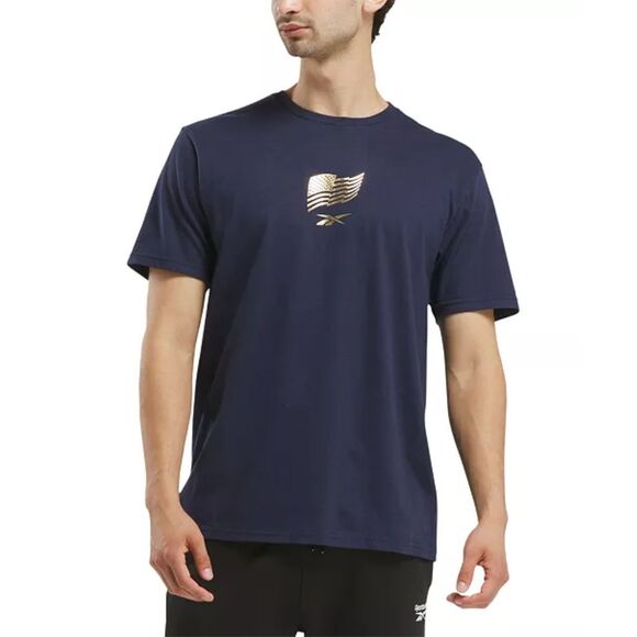 34. Reebok NWT Medal State of Mind Graphic T- Shirt Navy - Picture 2 of 3